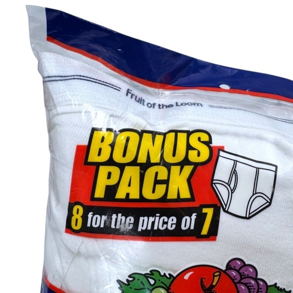 Vintage 2005 Fruit of the Loom Briefs 8-Bonus Pack XL 42-44 Mens White Underwear - Picture 2 of 8